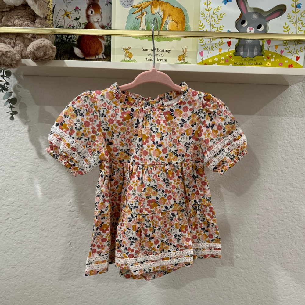 Floral Kids Top with Lace Trim
